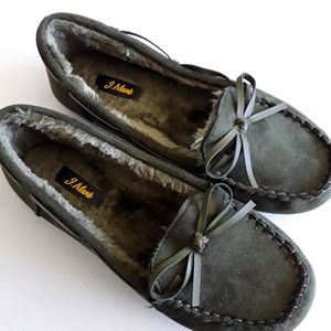 J Mark dark olive mocassins